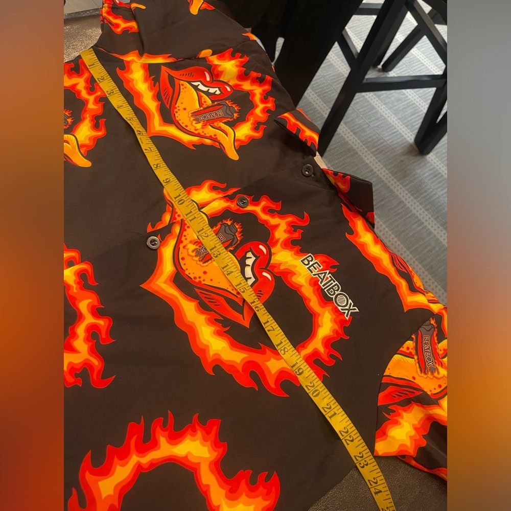 BEATBOX men tongue flames button down shirt L - Picture 4 of 5